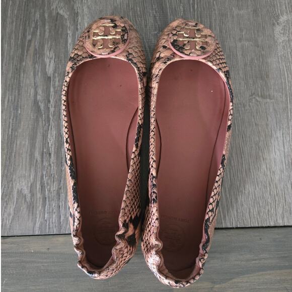 Tory Burch Minnie Travel Snake Print Ballet Flats Size 9 - Picture 6 of 7